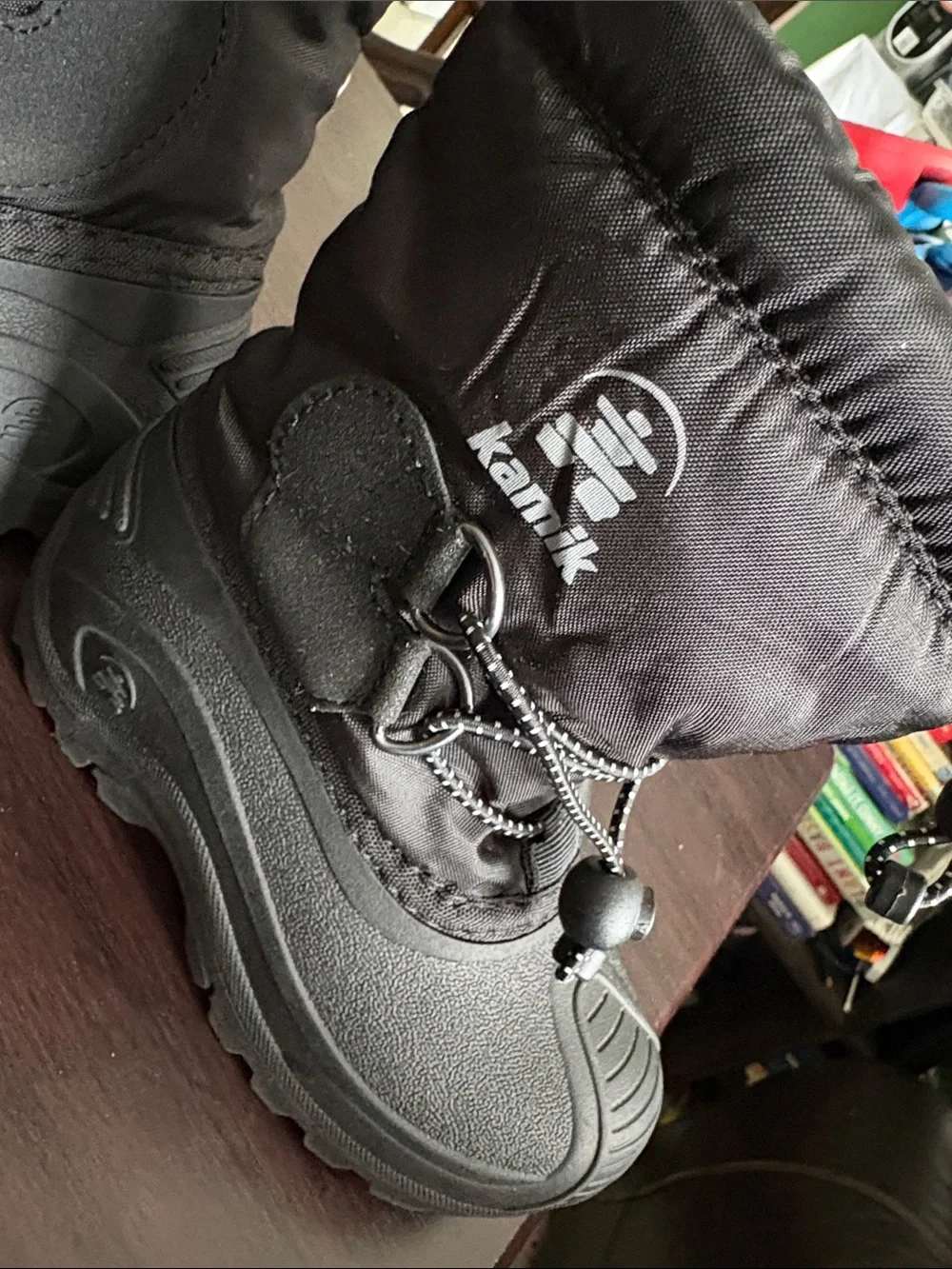 Kamik Kids Black Snow Boots with Bungee Toggle